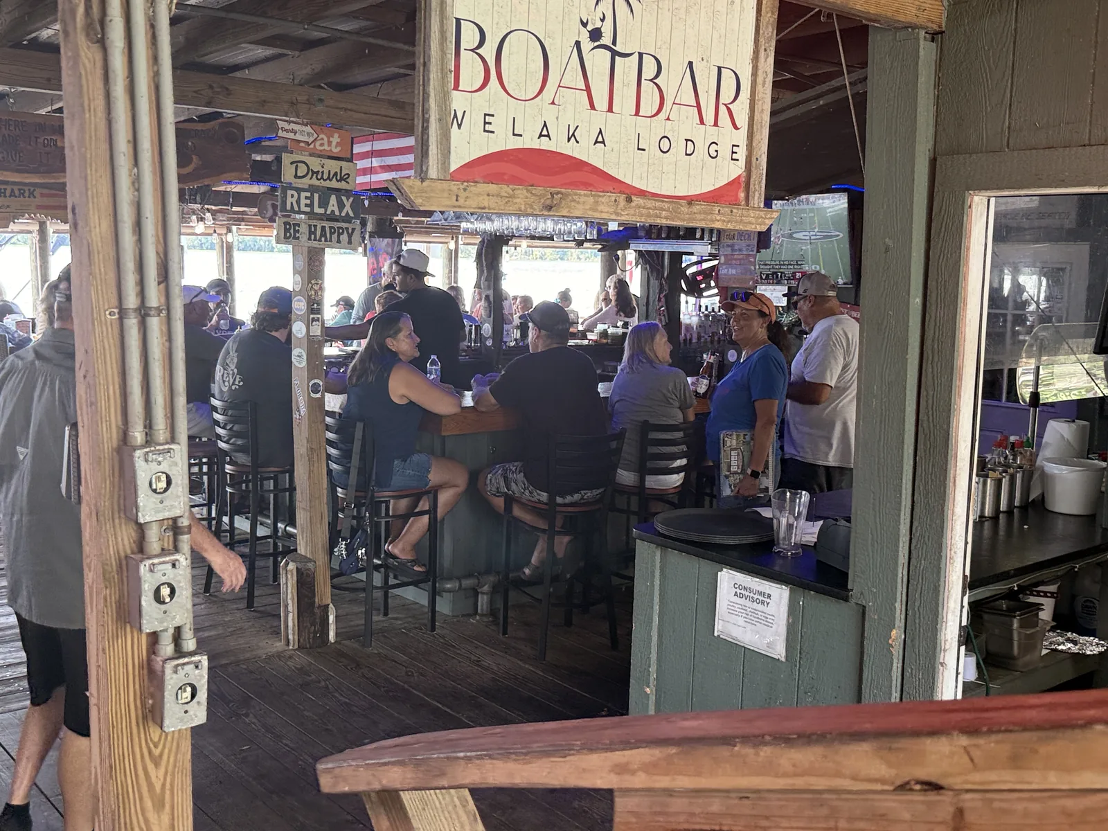 Crowd at the Boat Bar at Welaka Lodge and Resort during Cartoberfest