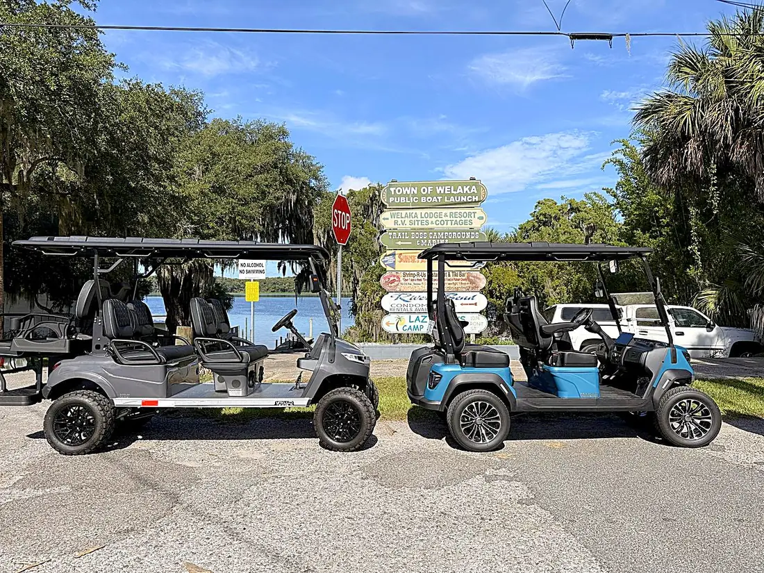 Both golf carts at the Welaka boat launch
