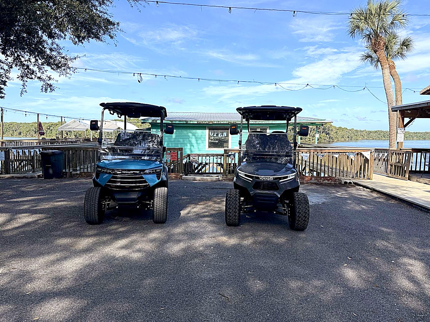 Welaka golf carts at the waterfront marina