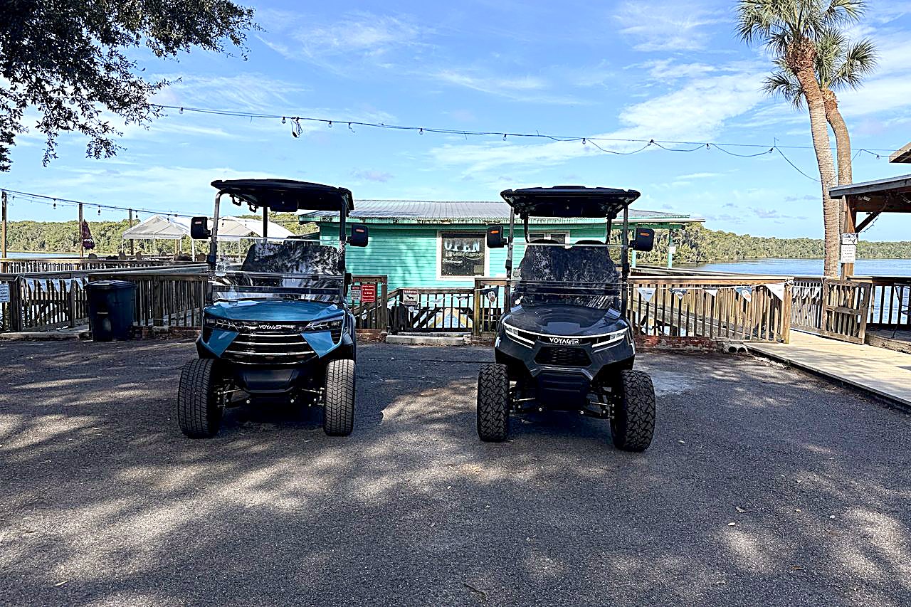 Welaka Golf Carts at a waterfront marina in Welaka