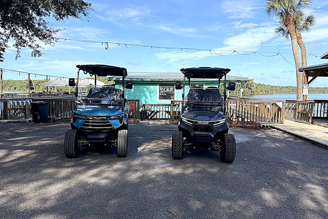 Welaka Golf Carts at a waterfront marina in Welaka